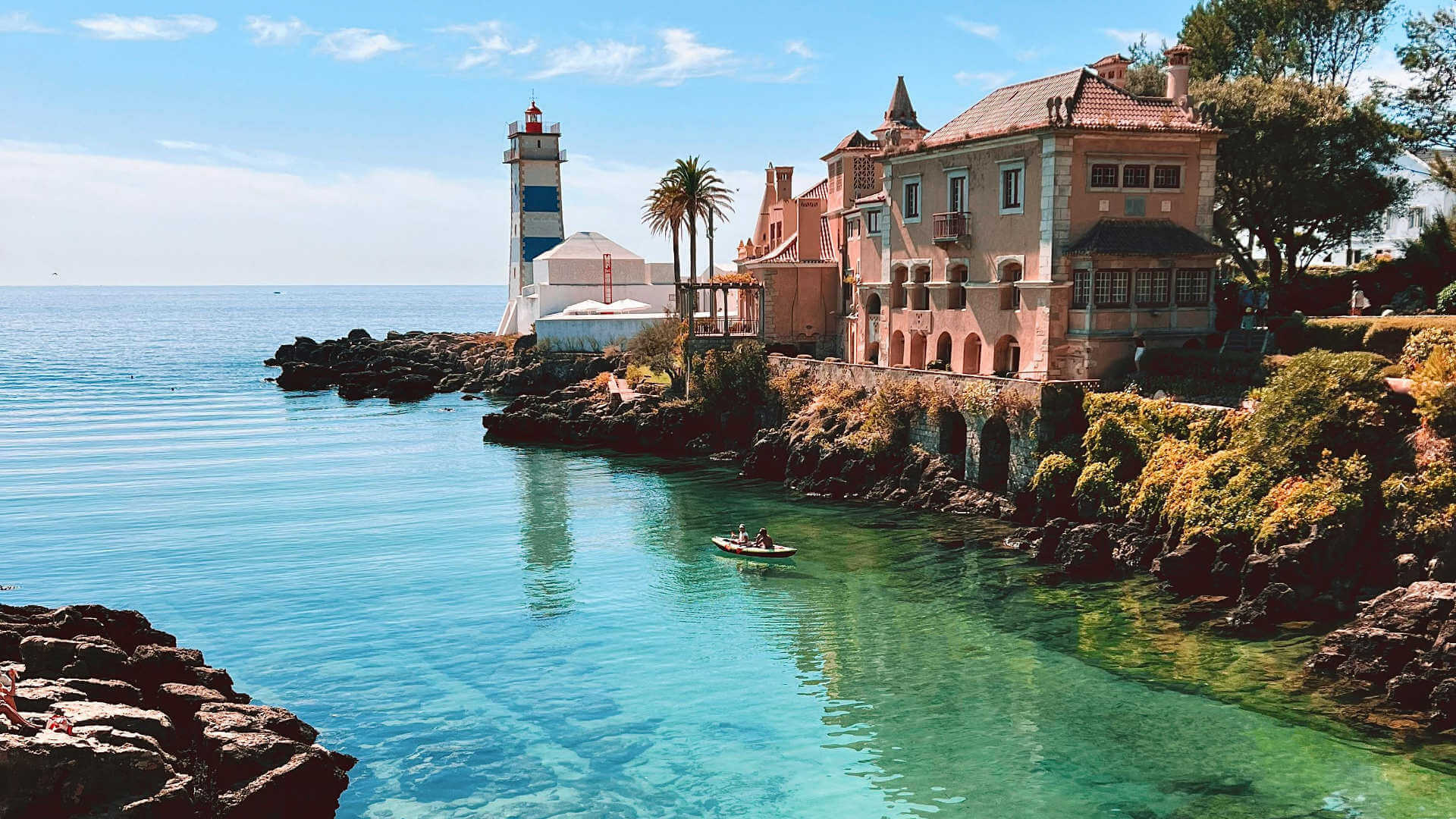 Cascais coastal venue featuring a lighthouse, historic architecture, and scenic ocean views ideal for luxury destination events in Portugal